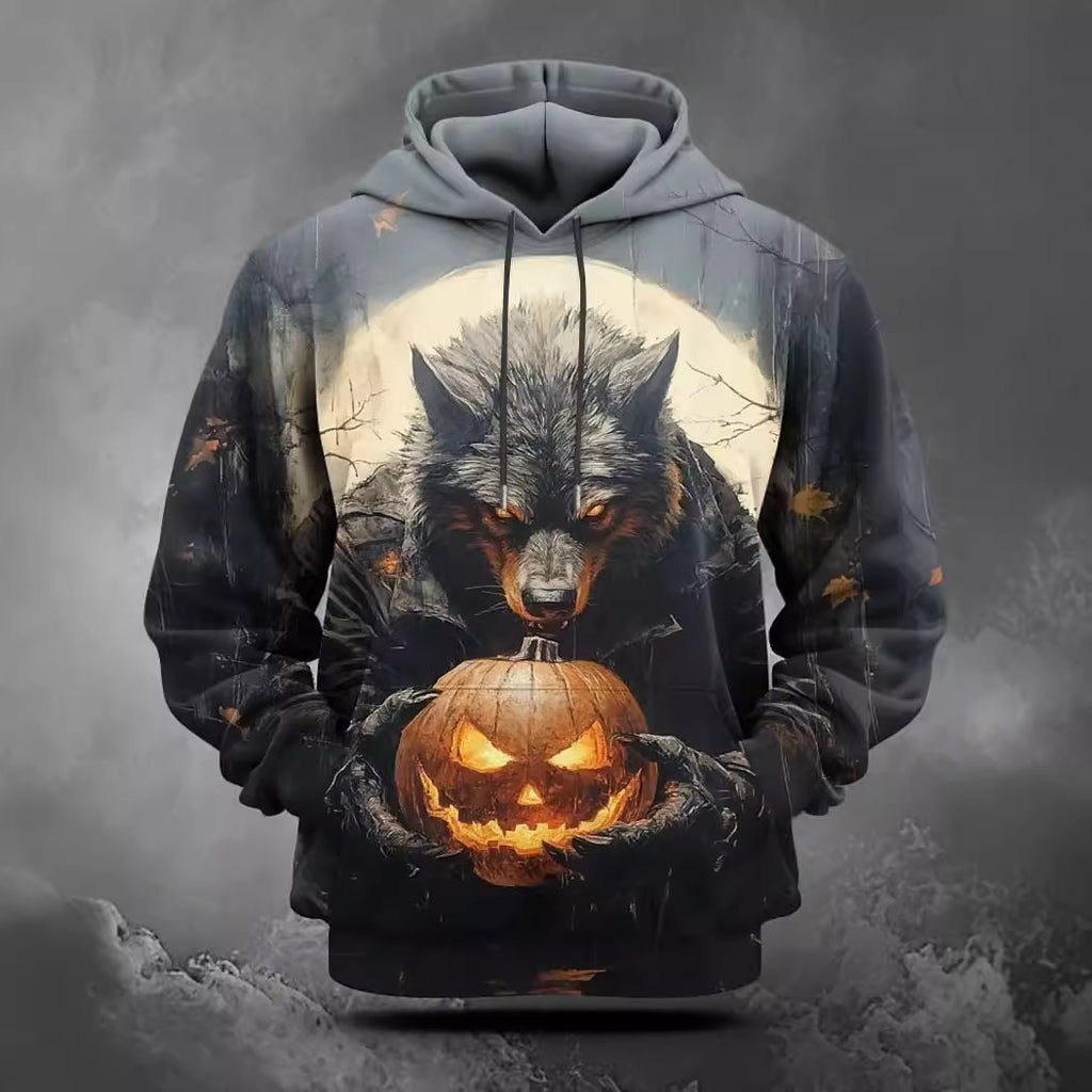 Malcolm Ferris | Glow-Print Pumpkin Hoodie For Men