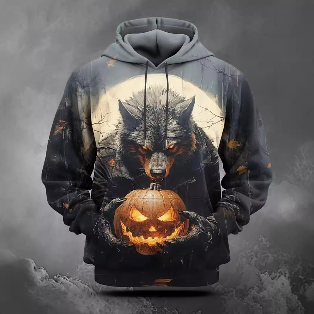 Malcolm Ferris | Glow-Print Pumpkin Hoodie For Men