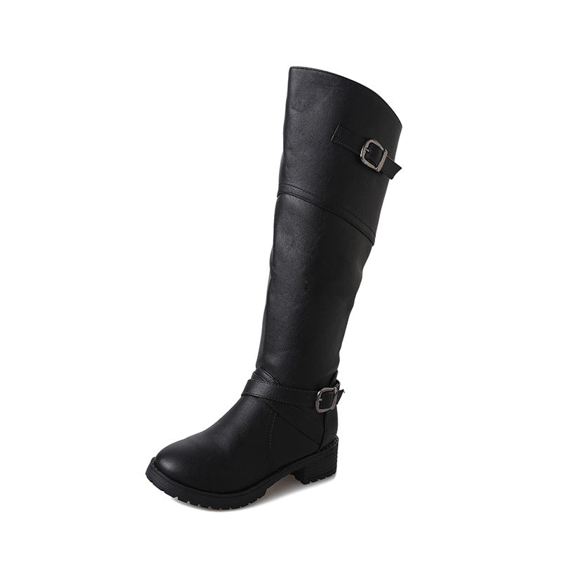Harriet Kingsley | Brown Leather Buckle Knee-High Boots