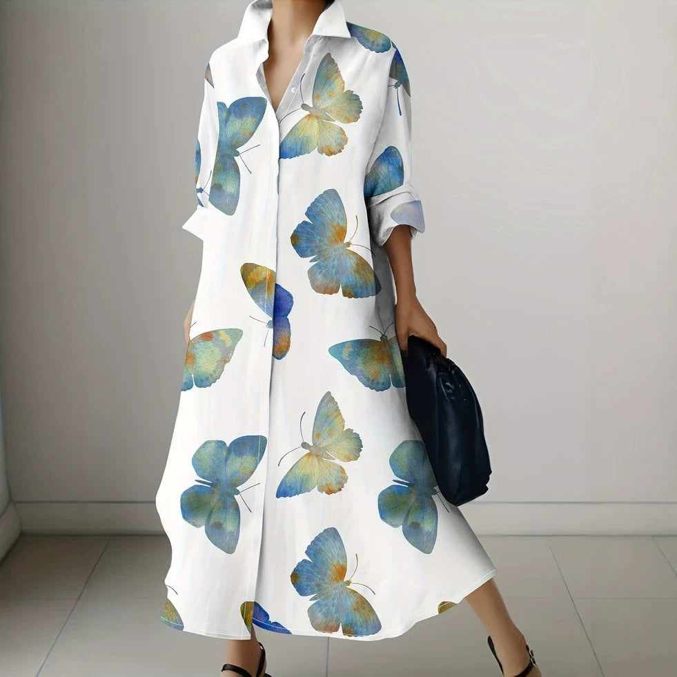 Millicent Sheridan | Floral Print Midi Shirt Dress
