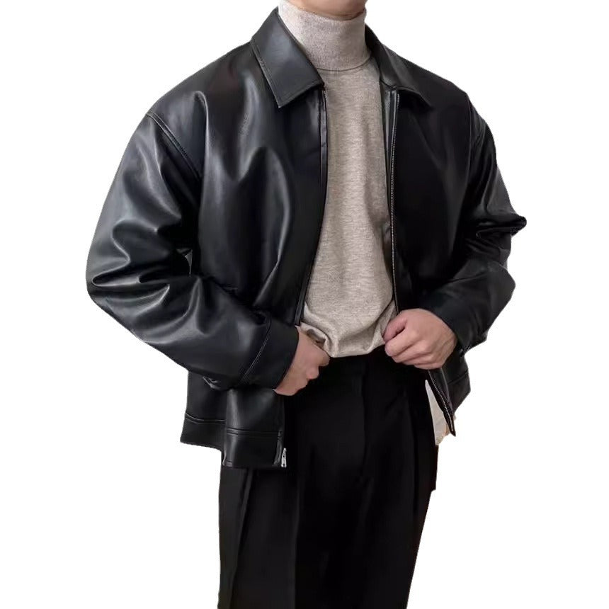 Charles Attwood | Leather Jacket with Silver Zip Detail