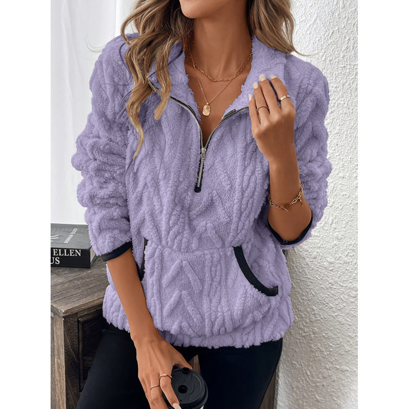 Cecily Morris | Fluffy Quarter-Zip Sherpa Sweater