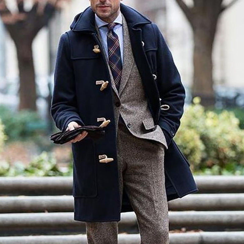 Edmund Hartley | Navy Wool-Blend Duffle Coat with Hood