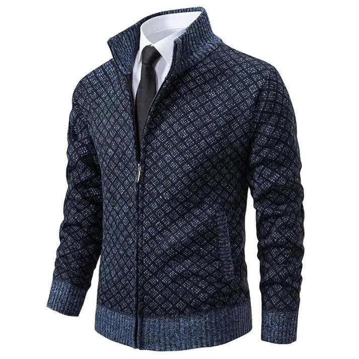 Nigel Thorpe | Diamond-Knit Zip-Up Cardigan