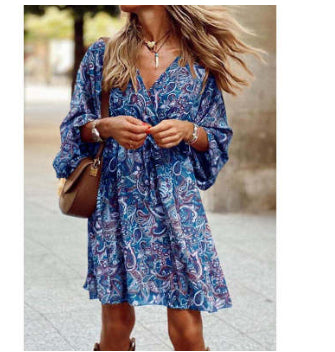 Rowena Colebrook | Paisley Print Bell Sleeve Wrap Dress