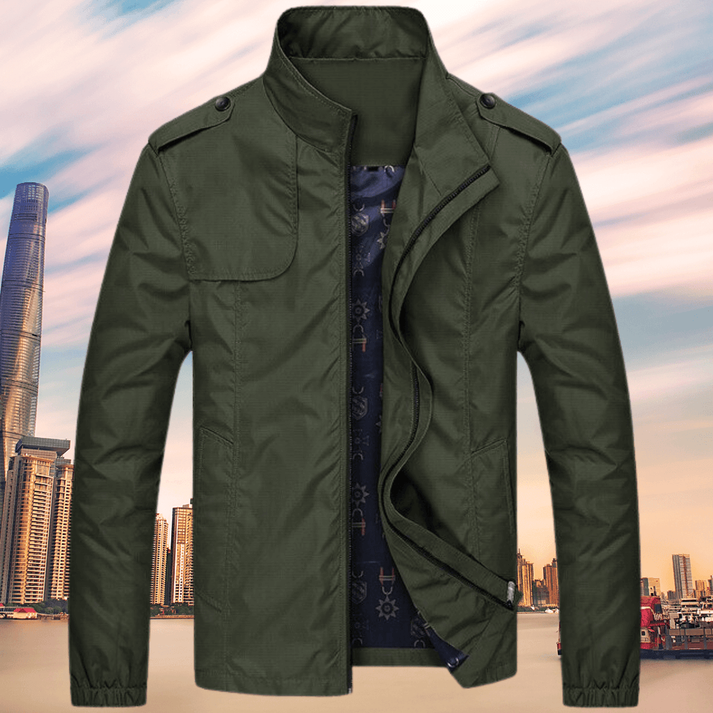 Cedric Ashbourne | Khaki Mens Jacket with Stand Collar