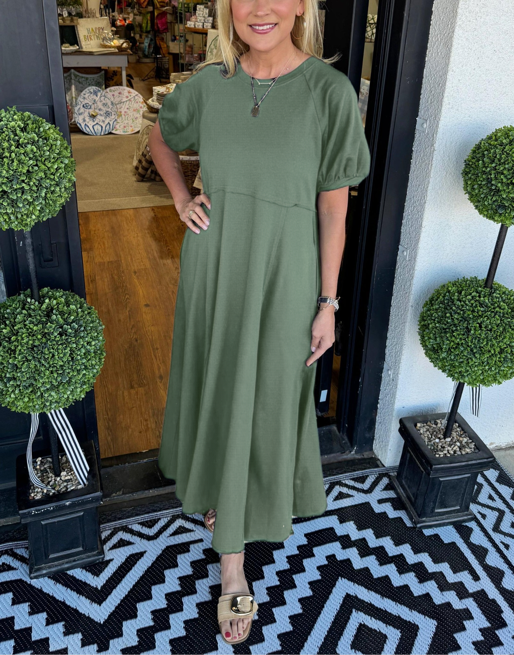Nina Hargreaves | Puff Sleeve Maxi Dress in Navy