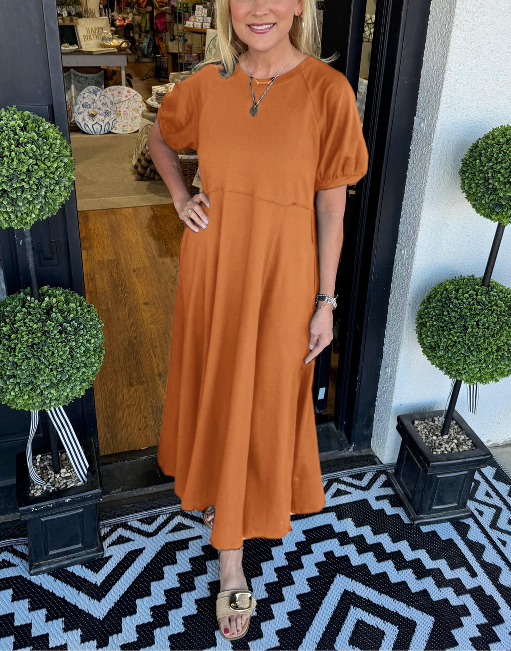 Nina Hargreaves | Puff Sleeve Maxi Dress in Navy