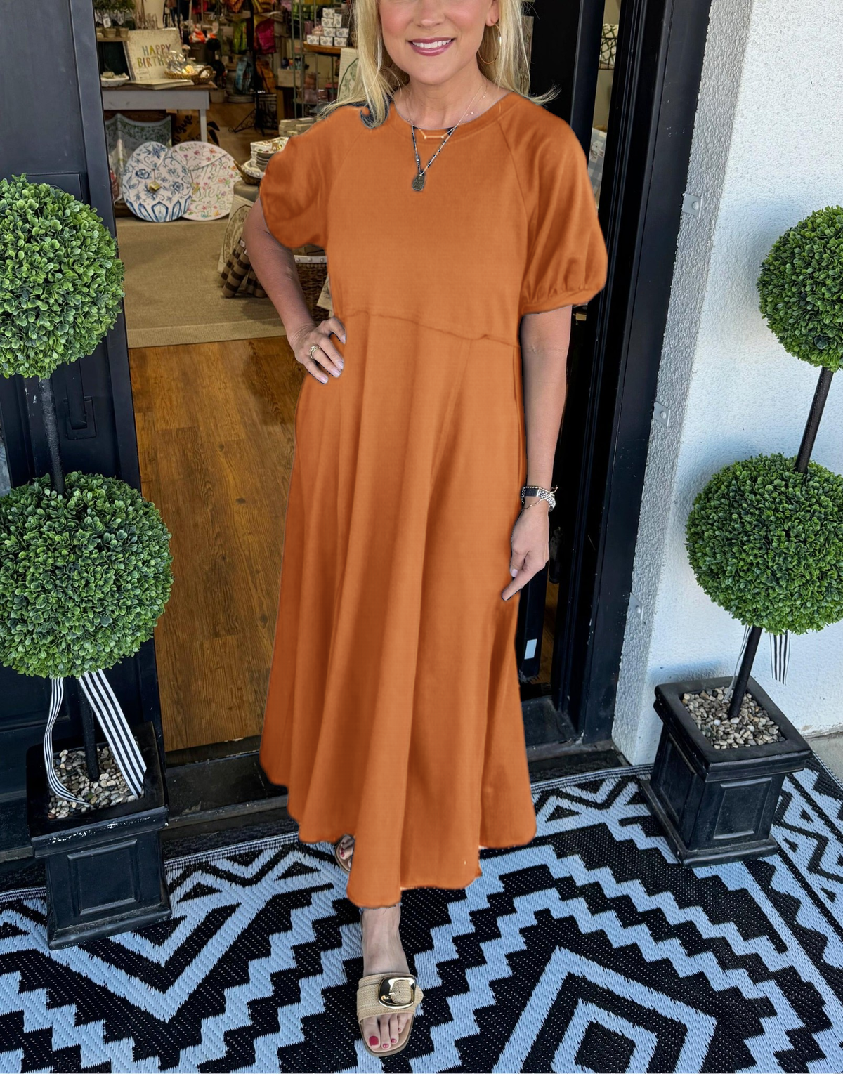 Nina Hargreaves | Puff Sleeve Maxi Dress in Navy