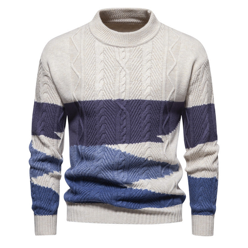 Edward Ravensworth | Colour Block Cable Knit Crew Neck Sweater