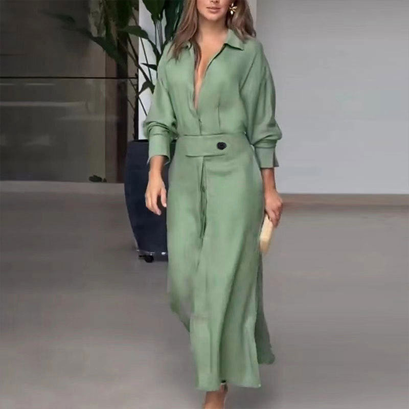Imogen Barrowclough | Linen Maxi Dress With Tie-Waist Belt