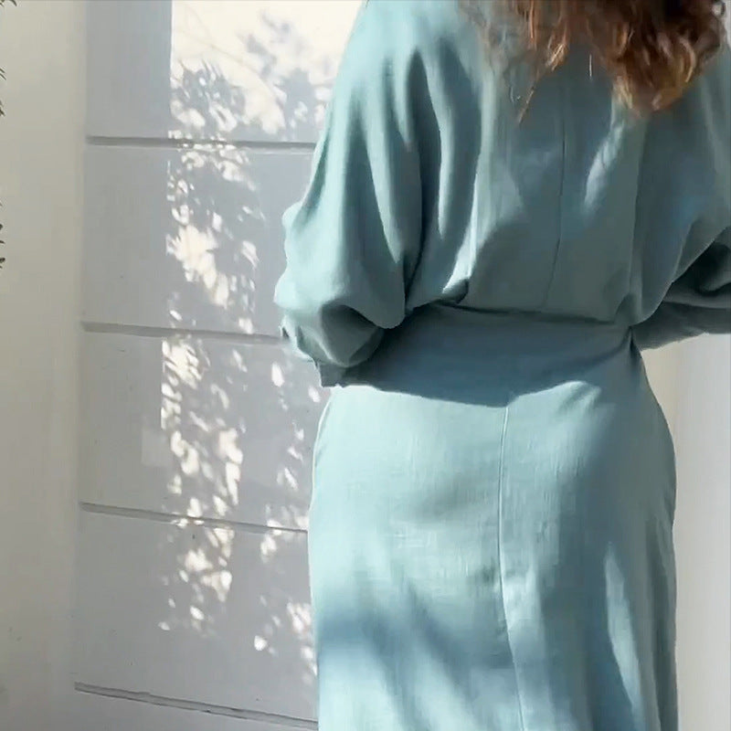 Imogen Barrowclough | Linen Maxi Dress With Tie-Waist Belt