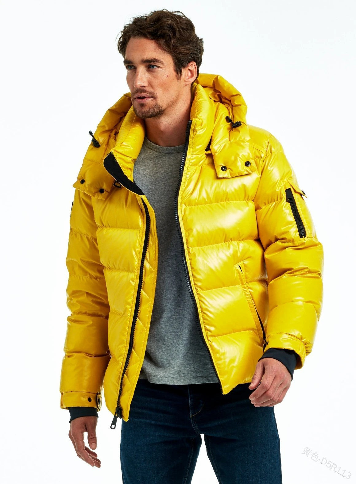 George Ashbourne | Shiny Black Mens Jacket With Hood