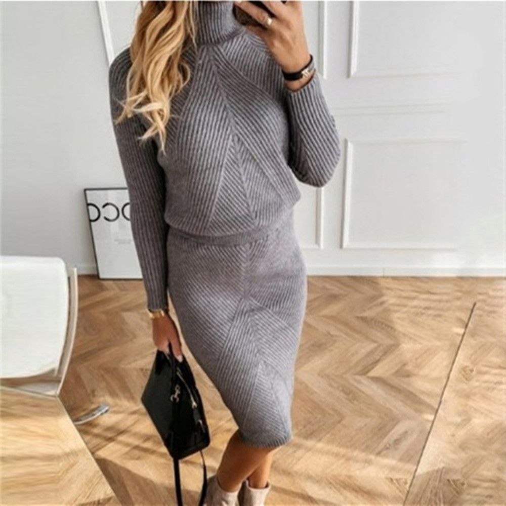 Edith Clarke | Turtleneck Knit Sweater & Midi Skirt Set