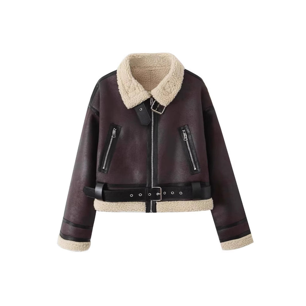 Beatrice Hughes | Cropped Shearling Aviator Jacket