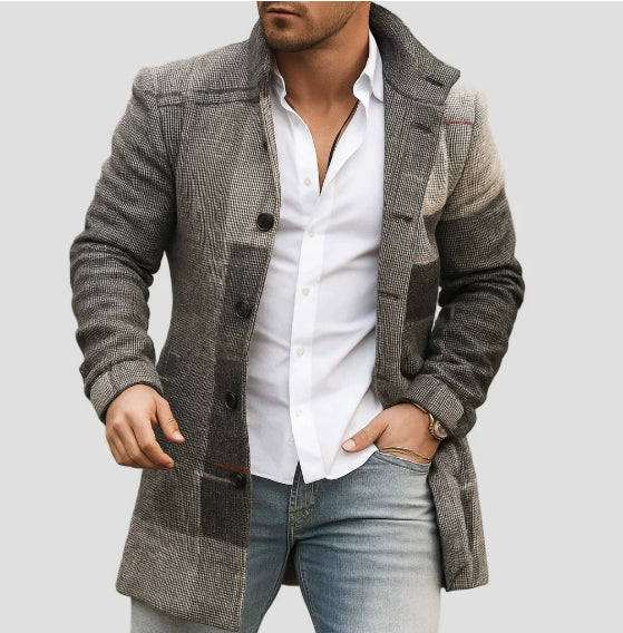 Leopold Marsden | Black Wool Pea Coat With Gold Button Detail