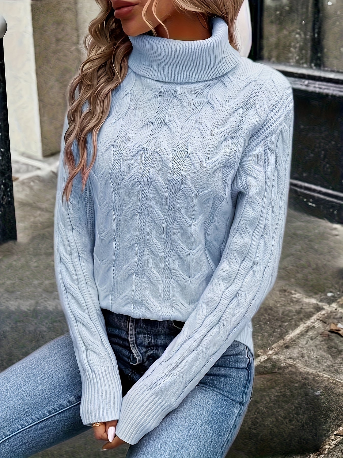 Kirsty Whitmore | Cozy Cable-Knit Turtleneck Sweater