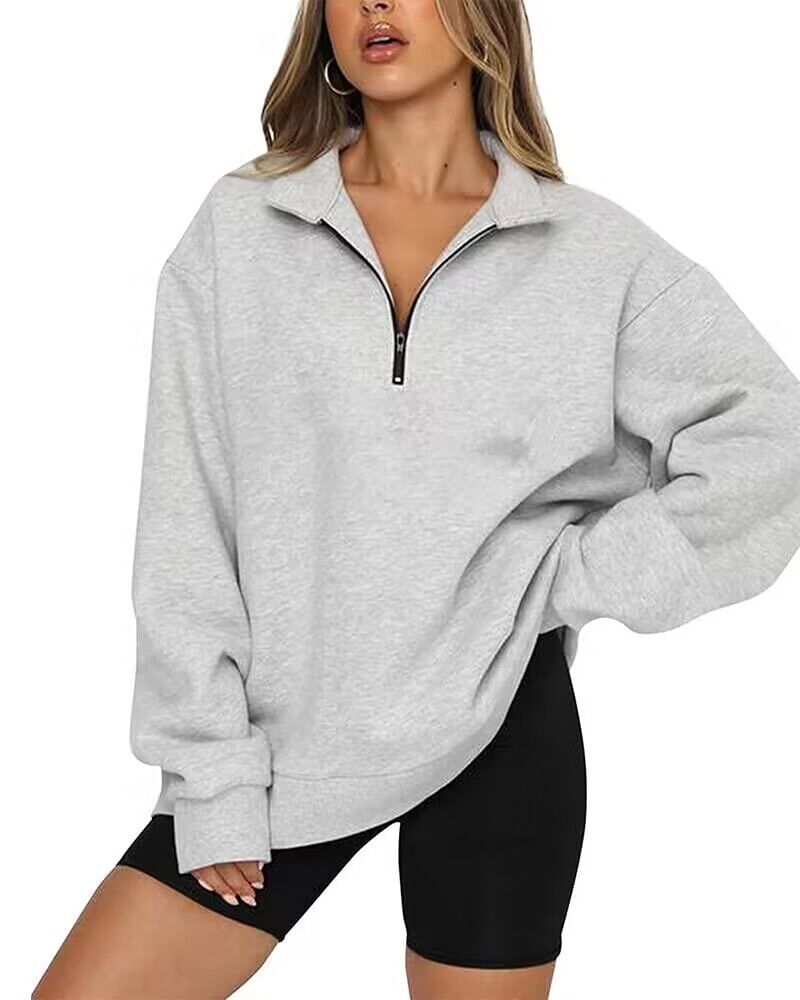 Eliza Sutcliffe | Blue Oversized Zip Collar Sweatshirt