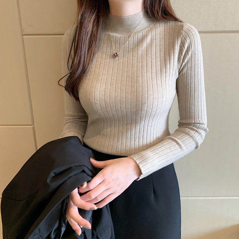 Millicent Davies | Ribbed Half Turtleneck Long Sleeve Top