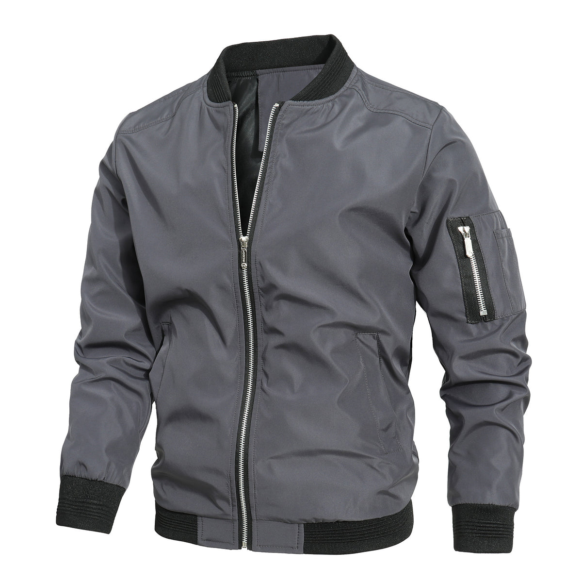 Gareth Blackwood | Olive Bomber Mens Jacket with Ribbed Detailing