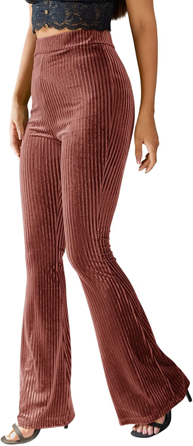Isla Thompson | Velvet Ribbed High-Waist Flare Trousers