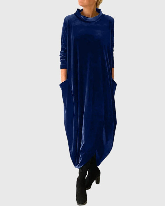Margot Fontaine | Velvet Maxi Dress With Mock Neck