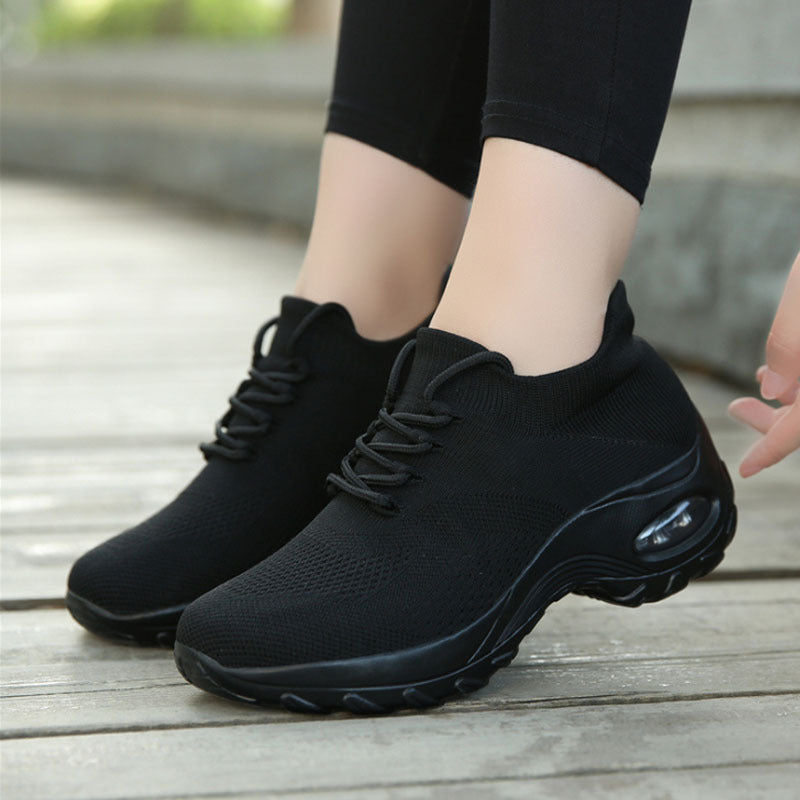 Nadia Ferris | Yellow Knit Platform Sneakers With Air Cushion Sole