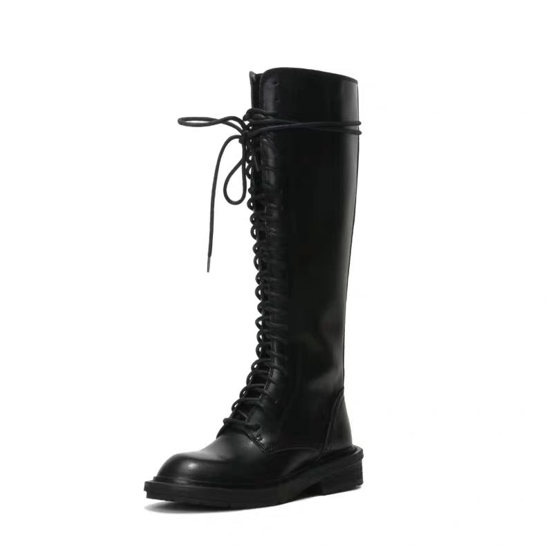 Delphine Ashcott | Knee-High Lace-Up Leather Boots