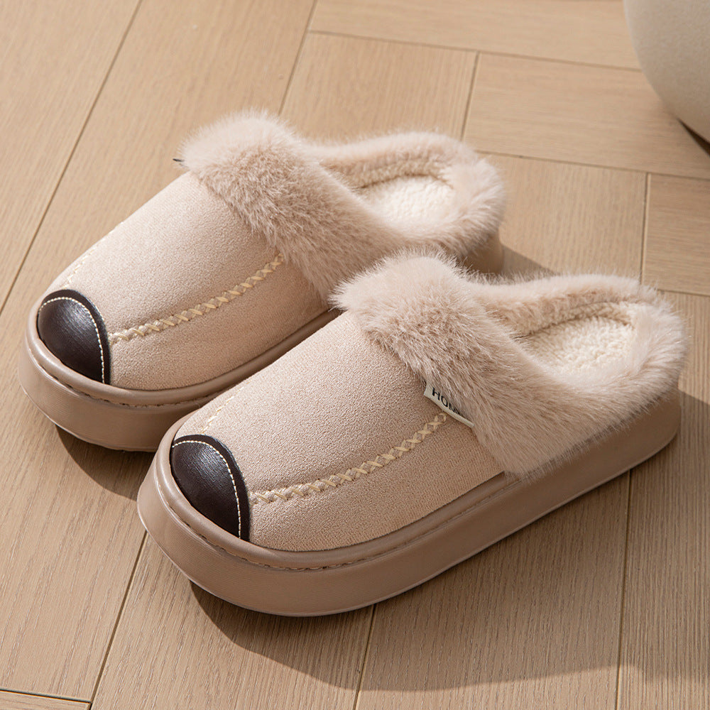 Imogen Sherwood | Thick-Soled Faux Fur Trim Slippers