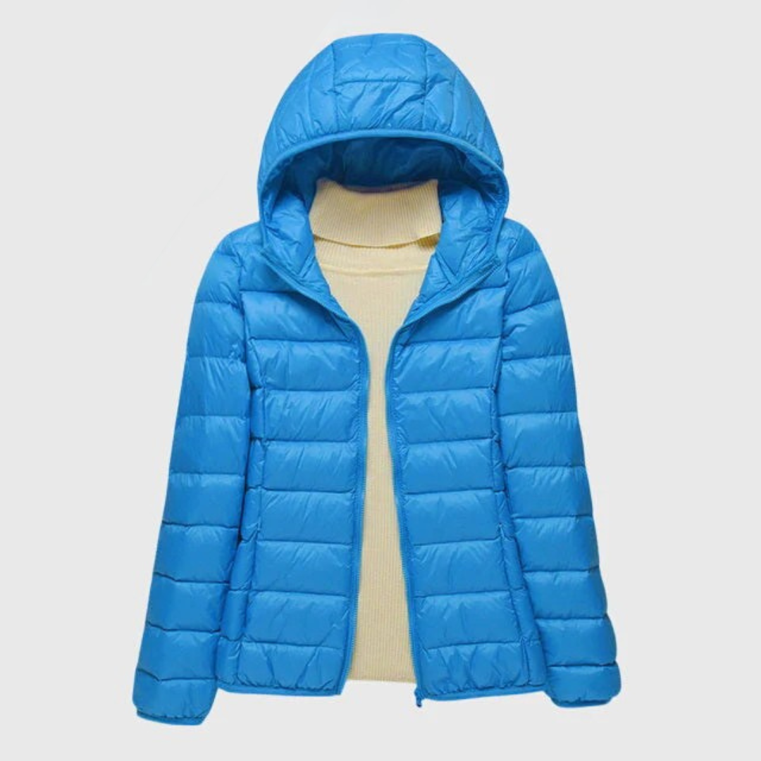 Lightweight Hooded Quilted Puffer Jacket with Front Zip