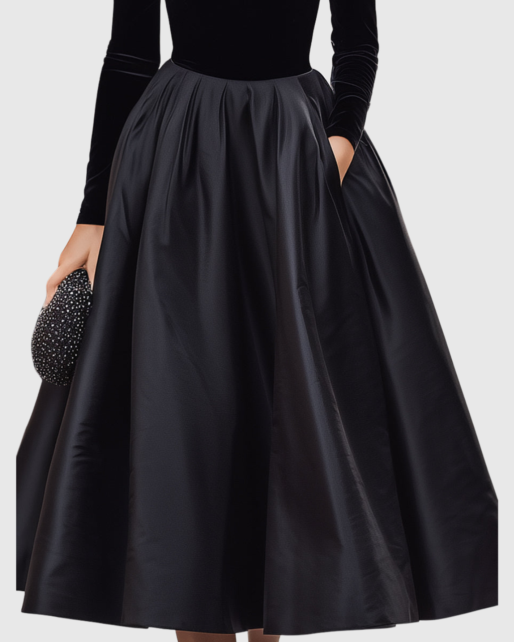 Felicity Hawthorne | Black Velvet Formal Dress With Satin Skirt