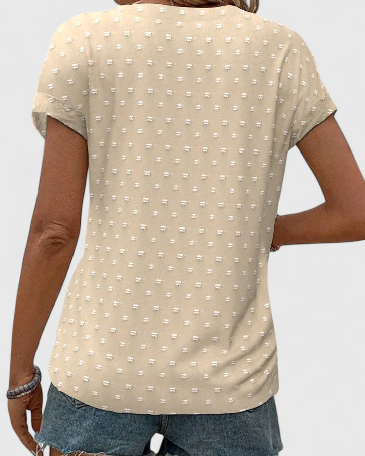 Harriet Lockwood | Polka Dot V-Neck Blouse With Button Detail