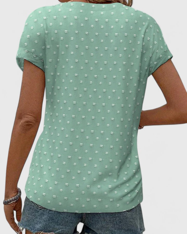 Harriet Lockwood | Polka Dot V-Neck Blouse With Button Detail