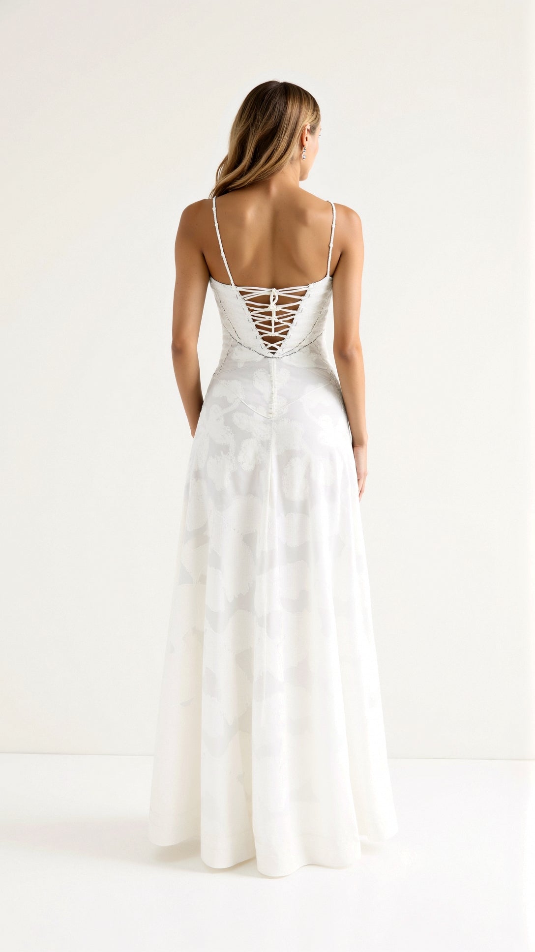Daphne Kingsley | White Floral Jacquard Maxi Dress