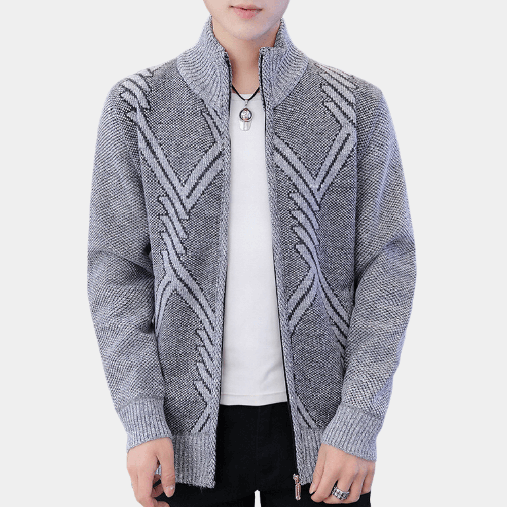 Graham Pritchard | Textured Knit Zip-Up Sweater For Men