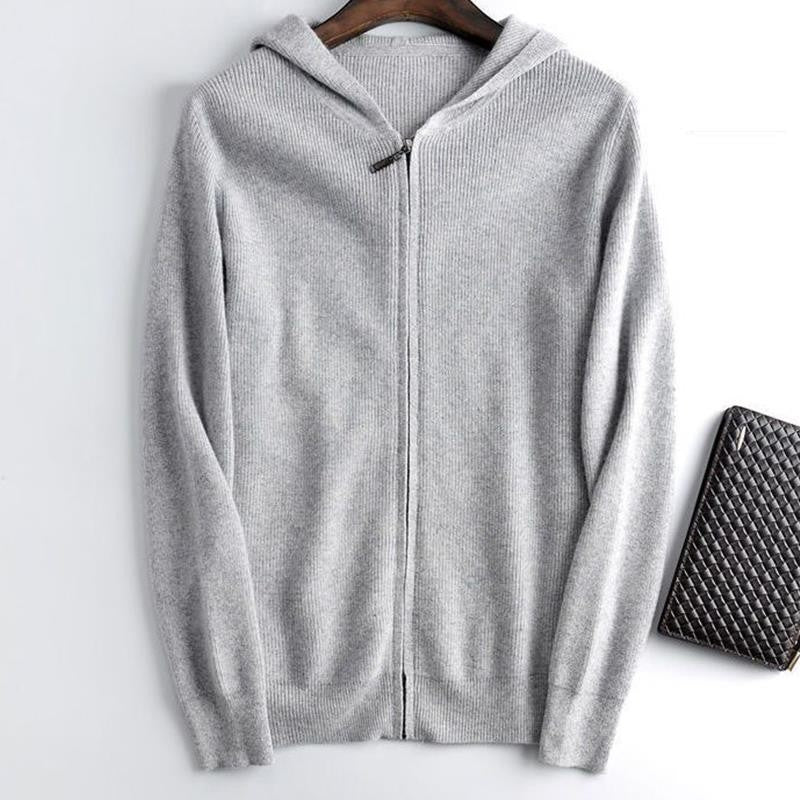 Rowan Smith | Navy Zip-Up Hooded Knit Cardigan