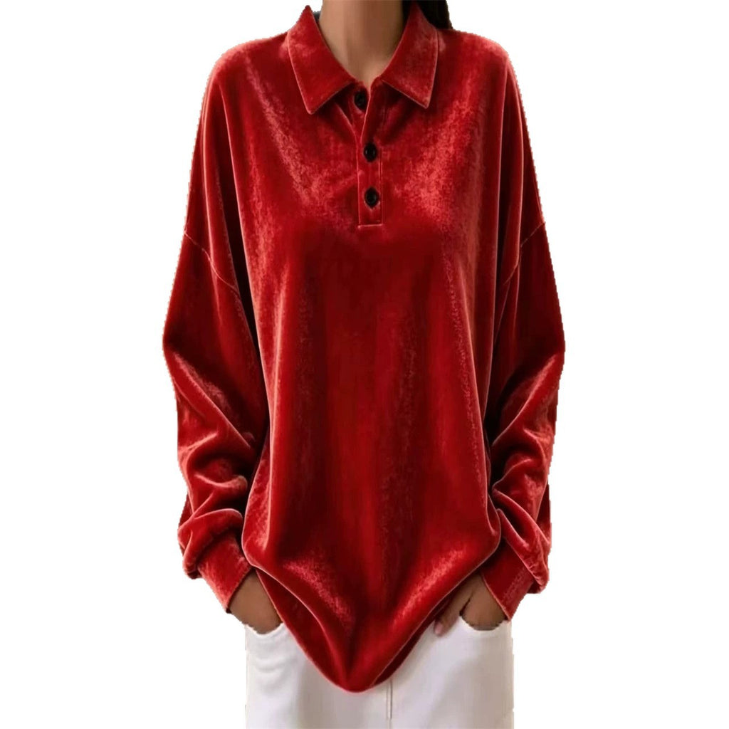 Eilidh Kennedy | Pink Velvet Long-Sleeve Polo Shirt