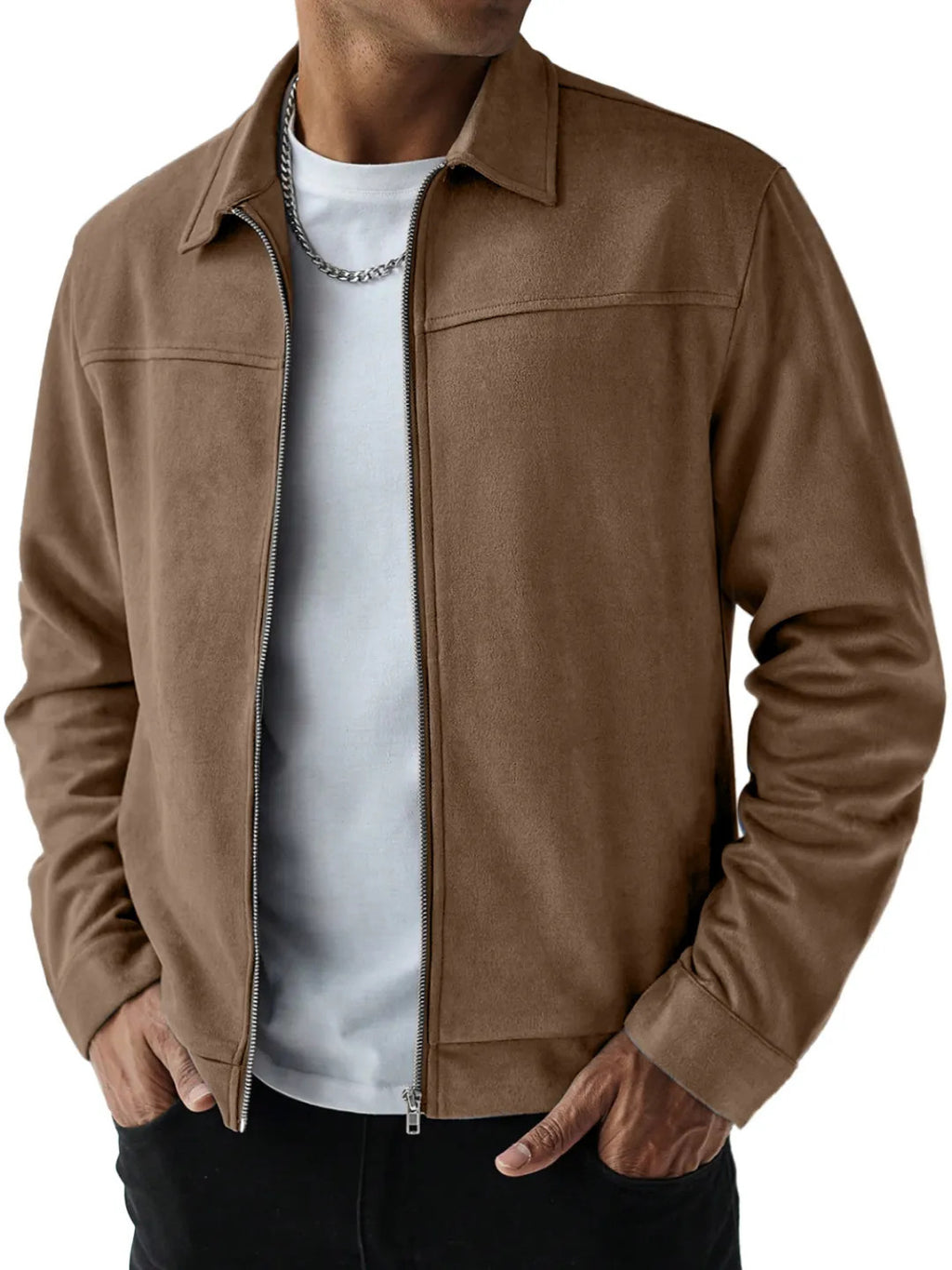 Angus Whitfield | Olive Suede-Effect Mens Jacket