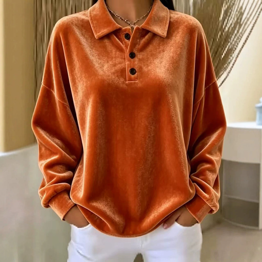 Eilidh Kennedy | Pink Velvet Long-Sleeve Polo Shirt