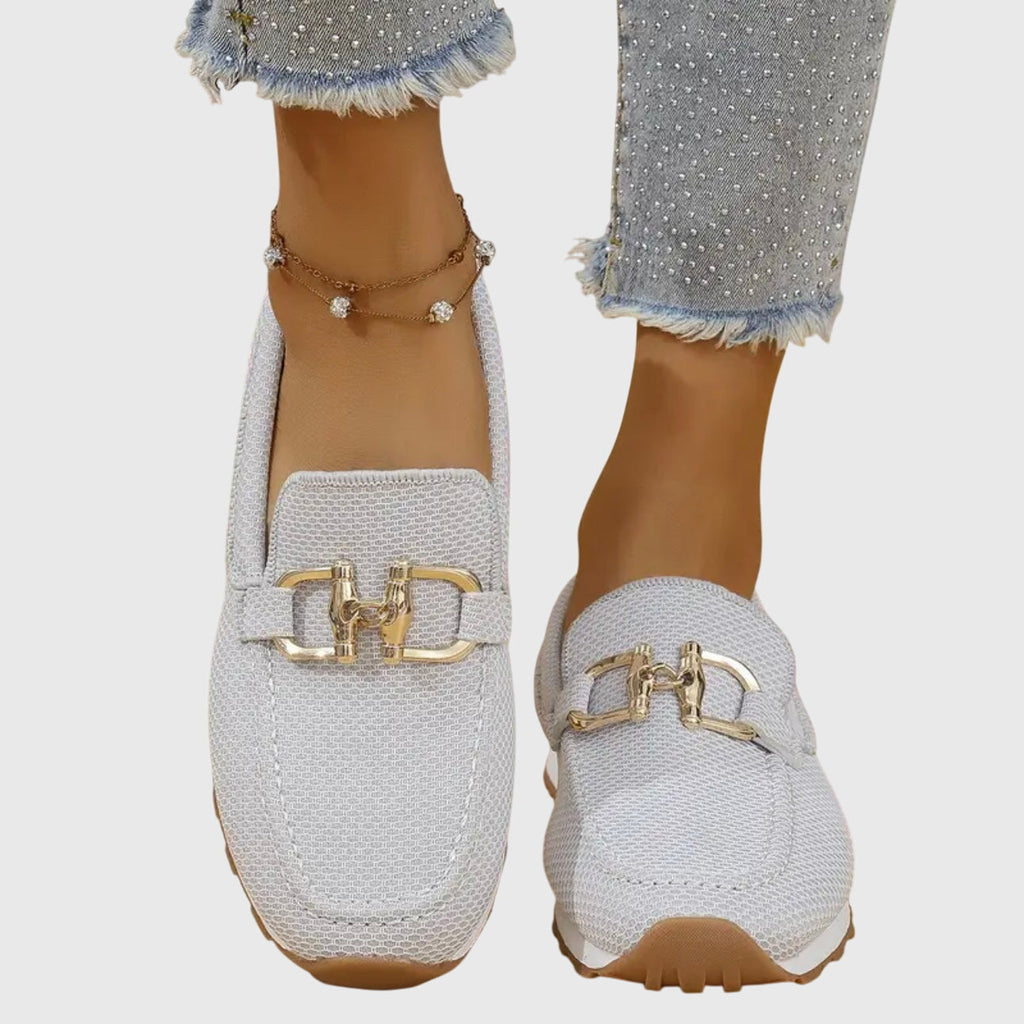Poppy Merrick | Knit Horsebit Loafers with Gold Hardware