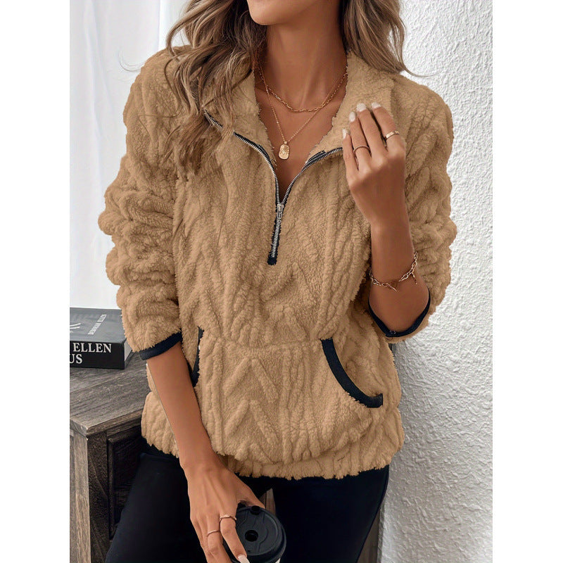 Cecily Morris | Fluffy Quarter-Zip Sherpa Sweater