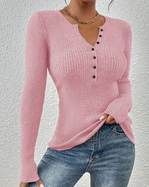 Phoebe Wilson | Front-Button Ribbed Knit Top