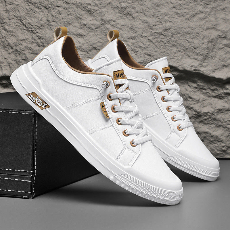 Nigel Prentice | White Leather Low-Top Sneakers For Men