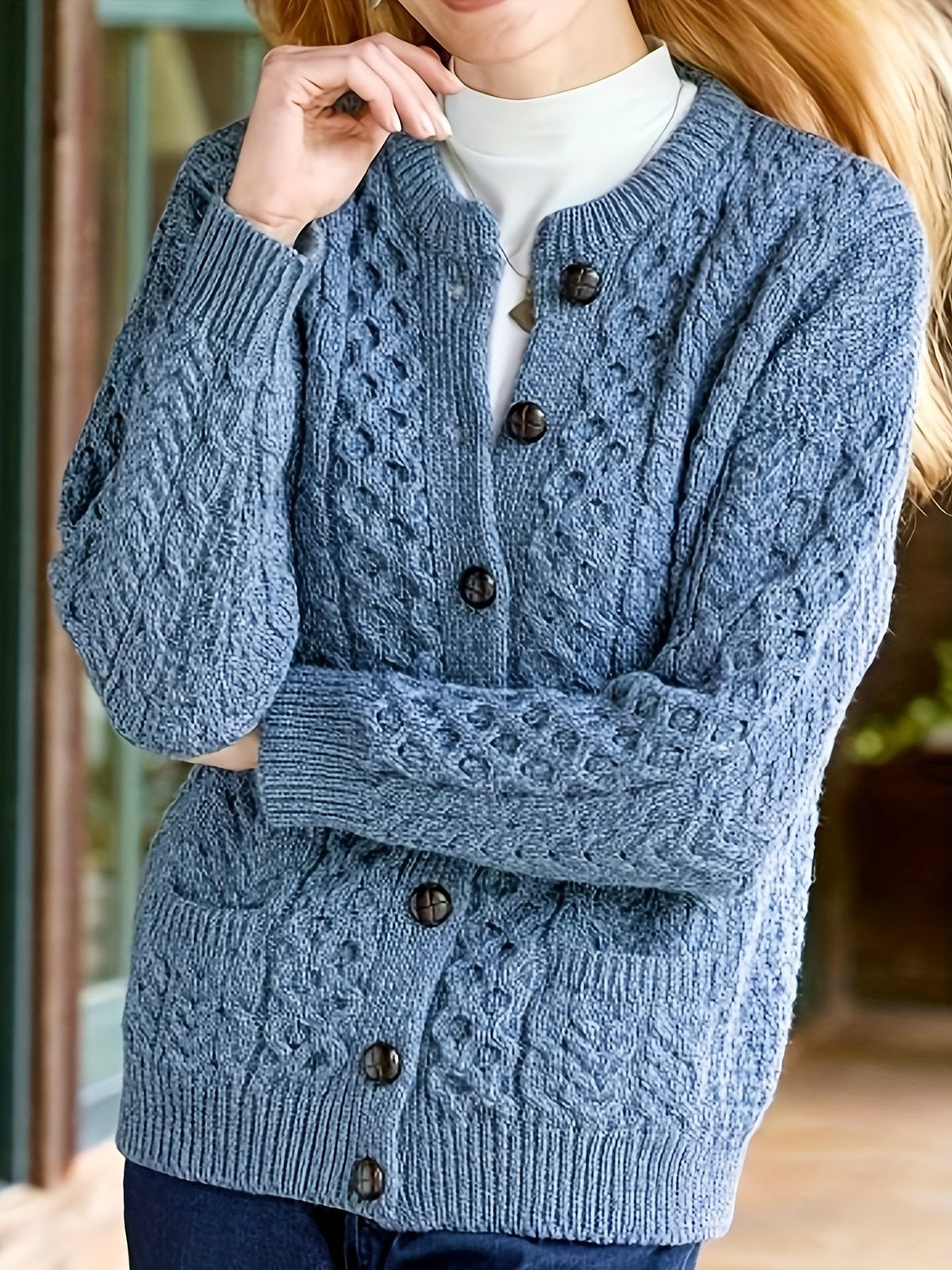 Annabel Winterbourne | Textured Button-Front Cardigan