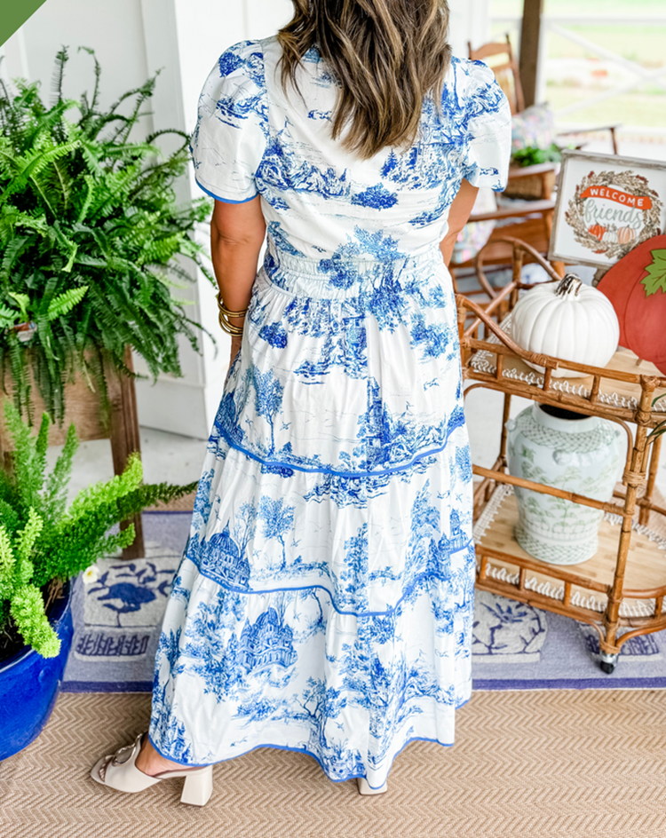 Constance Whitmore | Toile Print Tiered Maxi Dress