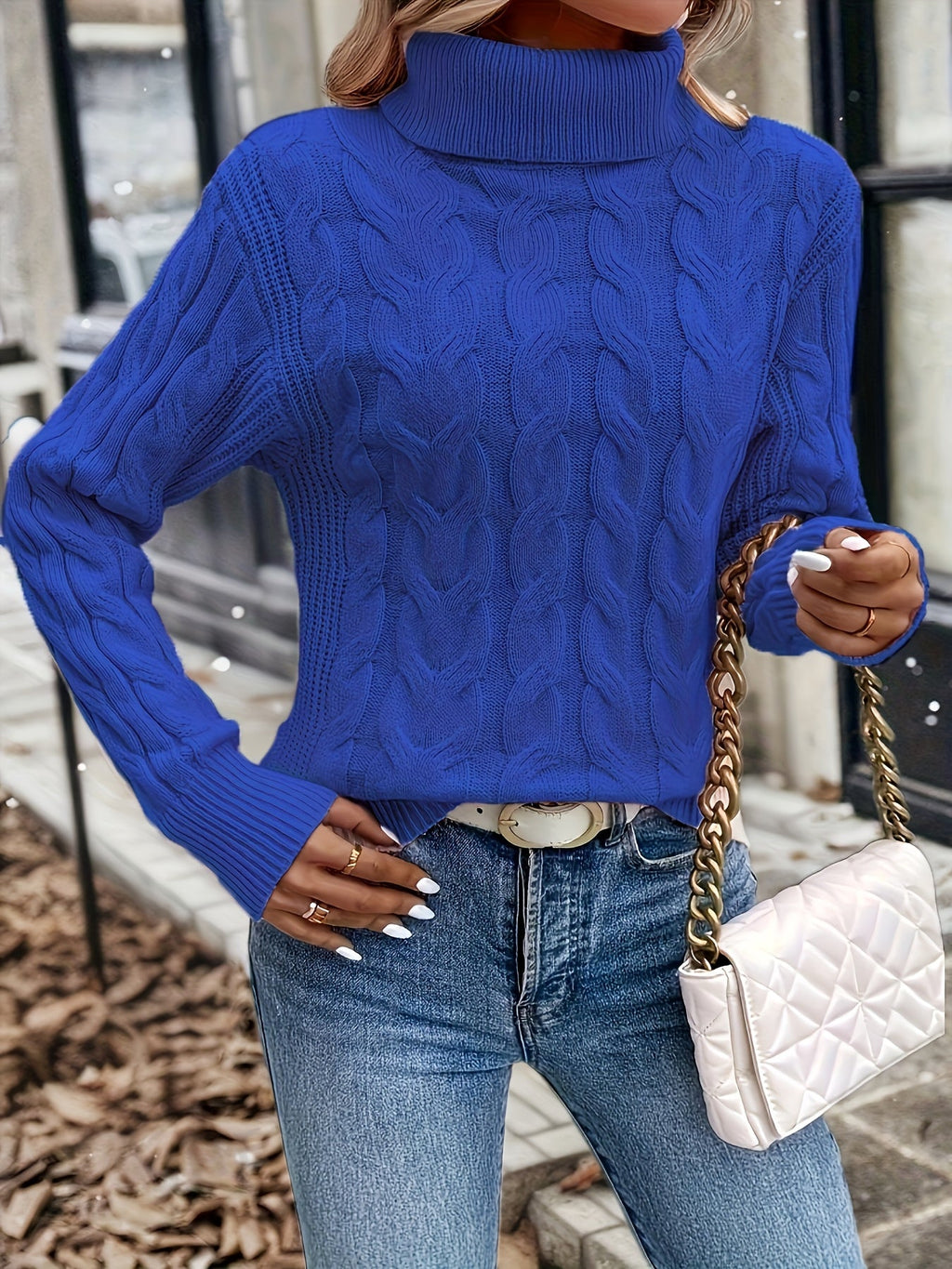 Kirsty Whitmore | Cozy Cable-Knit Turtleneck Sweater