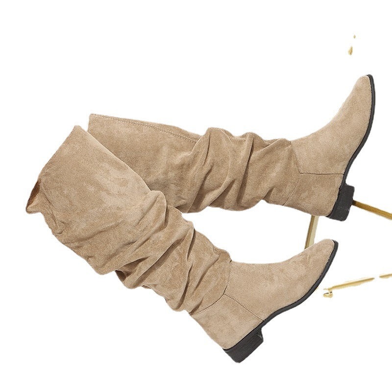 Matilda Sorrell | Suede Over-the-Knee Slouchy Flat Boots