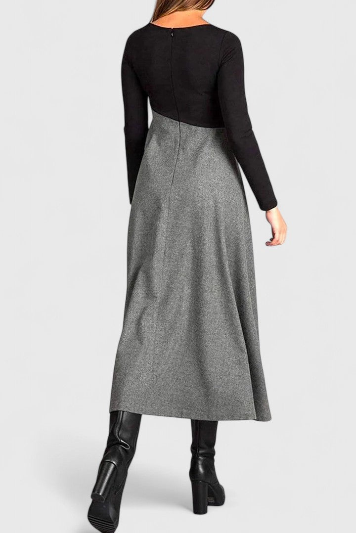 Emmeline Cross | Wool-Blend Colour-Block Maxi Dress