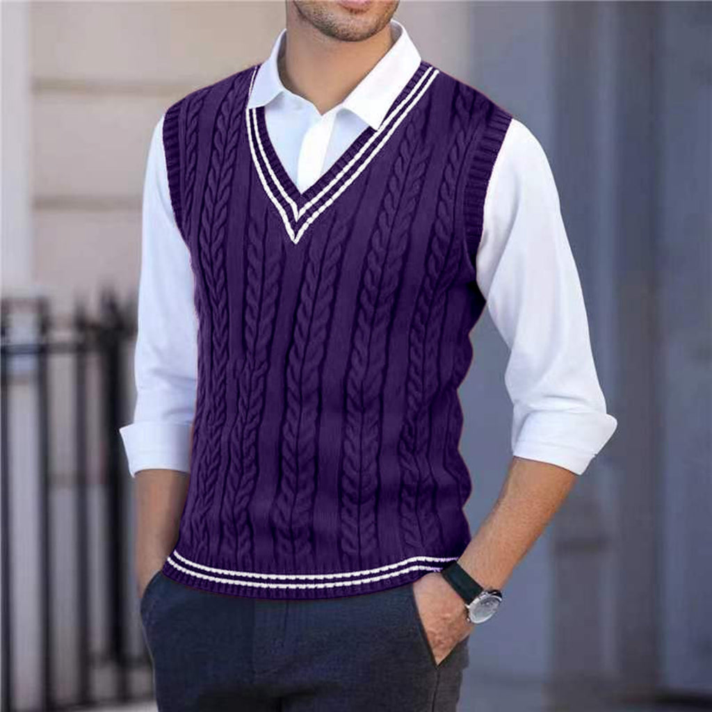 Theodore Sherbourne | V-Neck Cabled Knit Sweater Vest