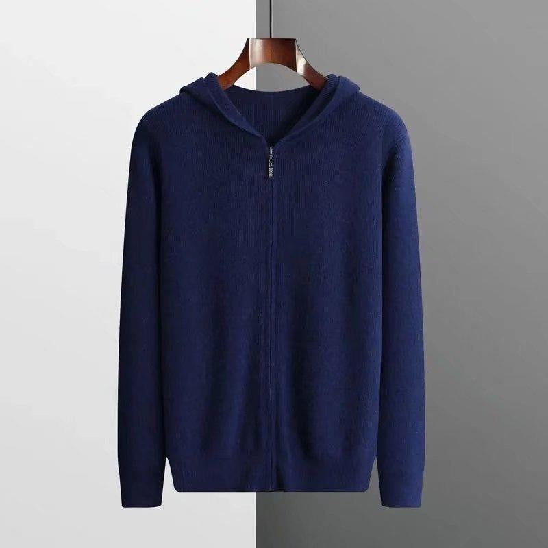 Rowan Smith | Navy Zip-Up Hooded Knit Cardigan
